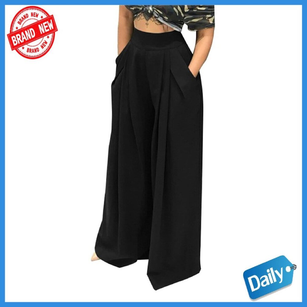 High Waisted Wide Leg Palazzo Pants Stretchy Polyester Loose Fit